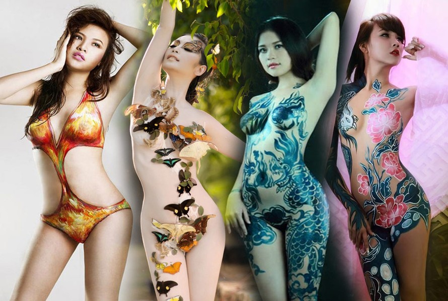 'Bom sex' Lê Kiều Như cùng nhiều mỹ nhân Việt nude vẽ body painting