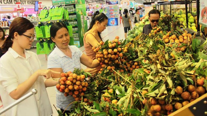 Người dân TPHCM hưởng ứng mua vải thiều tại siêu thị.