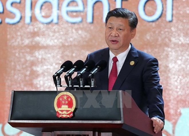 Chủ tịch Trung Quốc Tập Cận Bình phát biểu tại Hội nghị Thượng đỉnh Doanh nghiệp APEC 2017 (CEO Summit 2017). (Nguồn: TTXVN)
