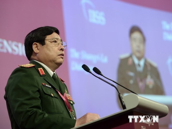 Đại tướng Phùng Quang Thanh, Ủy viên Bộ Chính trị, Bộ trưởng Bộ Quốc phòng tại Đối thoại Shangri-La 13 (Ảnh: TTXVN/AFP) 