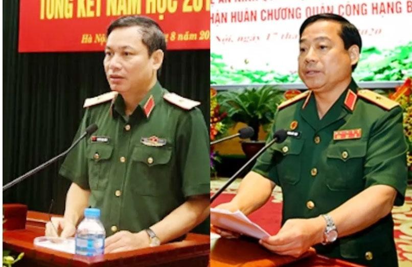 Thiếu tướng Nguyễn Văn Hùng (trái) và Thiếu tướng Dương Đức Thiện (phải). (Ảnh: QĐND) 