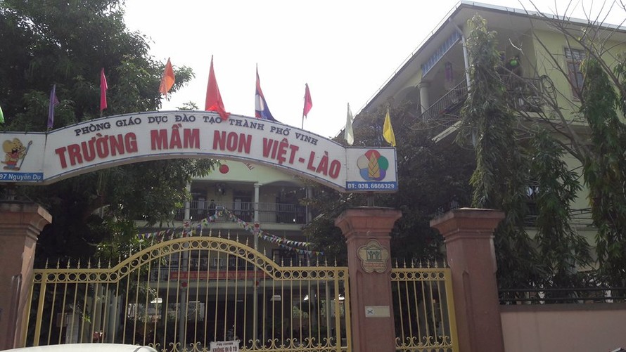 Trường mầm non Việt Lào nơi xảy ra vụ việc.