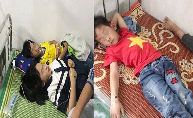 Hàng chục em học sinh bị ong đốt phải đi cấp cứu tại bệnh viện và trạm y tế. Ảnh: mạng xã hội. 
