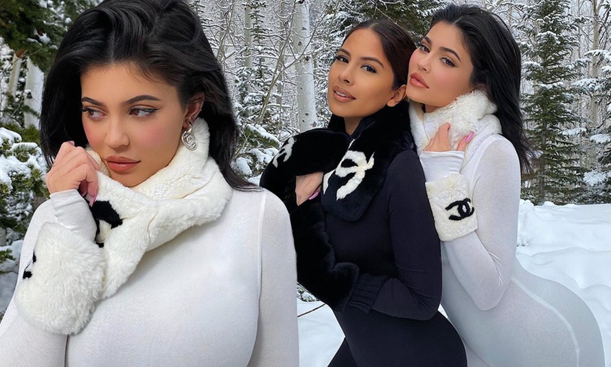 Kylie Jenner mặc bó sát 'nghẹt thở', hóa thỏ bông gợi cảm giữa trời tuyết giá