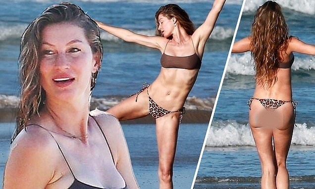 'Chân dài” đắt giá Gisele Bundchen mặc bikini nhảy múa trên biển