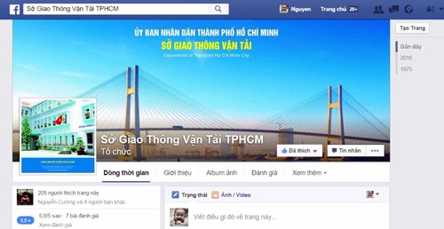 Trang Facebook của Sở GTVT TP HCM dự kiến sẽ ra mắt cộng đồng mạng vào đầu tháng 3.