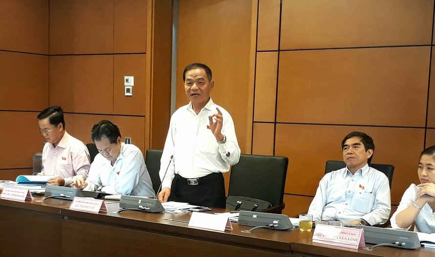 ĐB Lê Thanh Vân phát biểu tại phiên thảo luận tại tổ về tình hình kinh tế, xã hội (ảnh Như Ý)