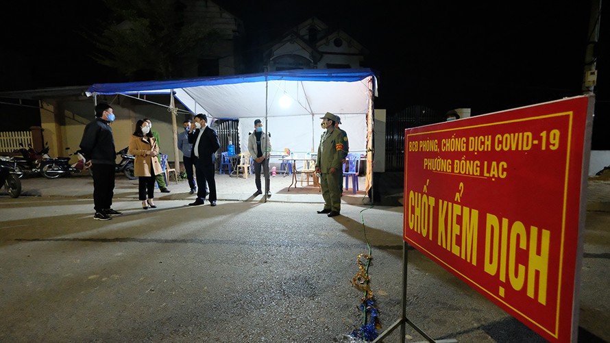 Một chốt kiểm dịch liên ngành tại phường Đồng Lạc, TP Chí Linh (Hải Dương).
