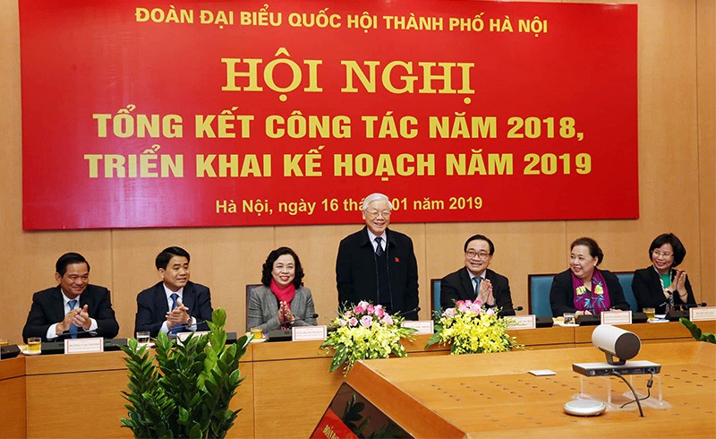 Tổng Bí thư, Chủ tịch nước Nguyễn Phú Trọng dự hội nghị tổng kết công tác năm 2018, triển khai kế hoạch năm 2019 của Đoàn ĐBQH thành phố Hà Nội