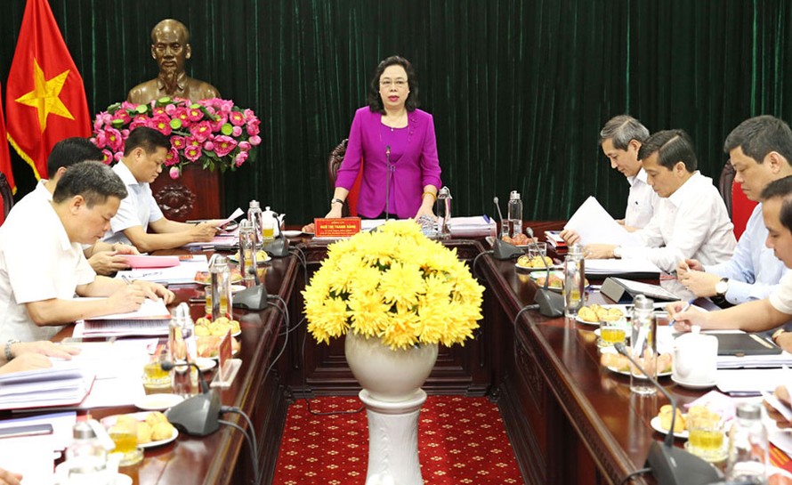 Phó Bí thư Thường trực Thành ủy Hà Nội Ngô Thị Thanh Hằng phát biểu kết luận hội nghị