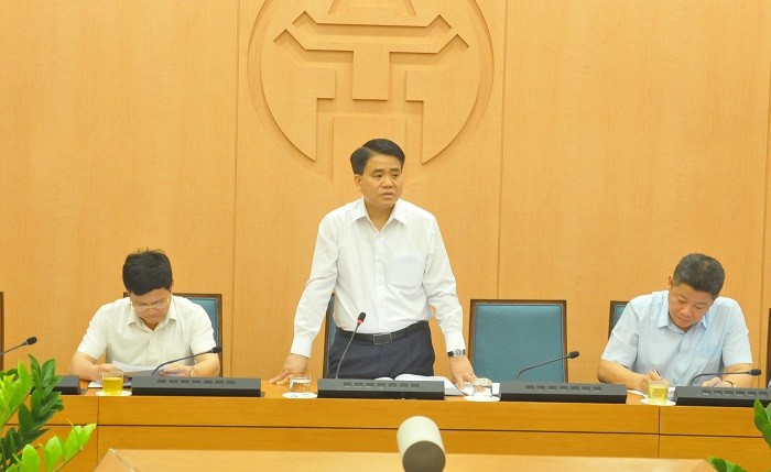 Chủ tịch UBND thành phố Hà Nội Nguyễn Đức Chung phát biểu tại cuộc họp