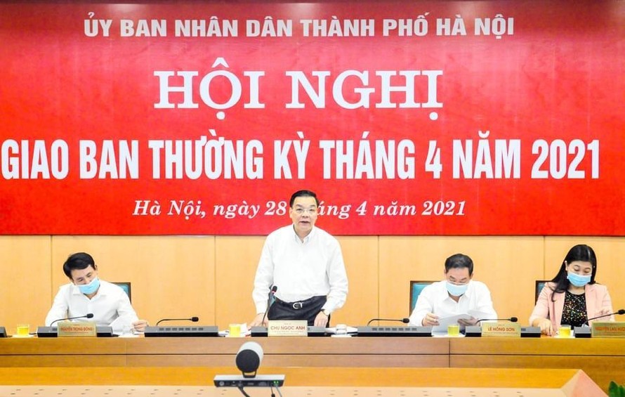 Chủ tịch Hà Nội Chu Ngọc Anh phát biểu tại hội nghị