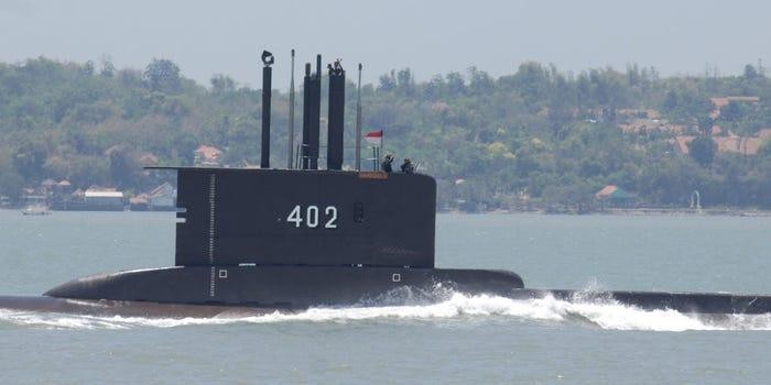 Tàu ngầm KRI Nanggala-402 của hải quân Indonesia mất tích hôm thứ Tư. Alex Widojo / Anadolu Agency / Getty Images