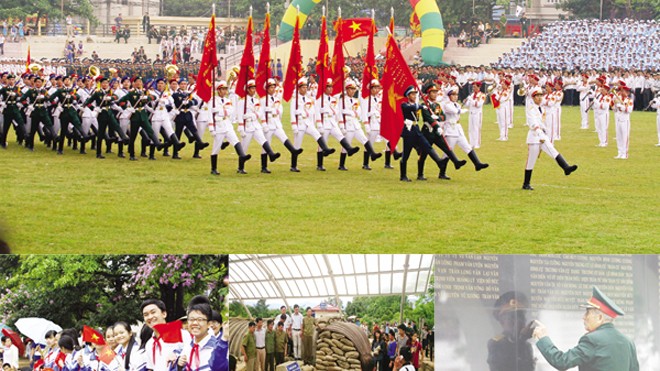  Tổng duyệt diễu binh trong ngày đại lễ (ảnh lớn), những hoạt động chào mừng, tri ân trước và trong ngày 7/5. Ảnh: pv