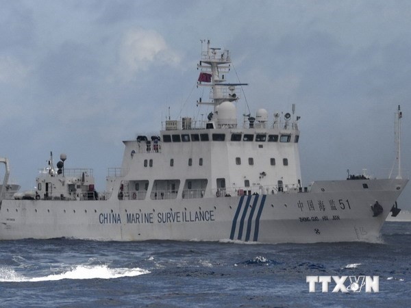 Tàu Trung Quốc trong lần đến gần khu vực quần đảo tranh chấp Senkaku/Điếu Ngư. Ảnh: Kyodo/TTXVN