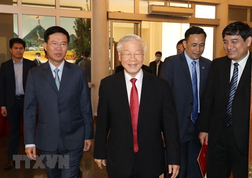 Tổng Bí thư, Chủ tịch nước Nguyễn Phú Trọng đến dự buổi lễ. (Ảnh: Trí Dũng/TTXVN) 
