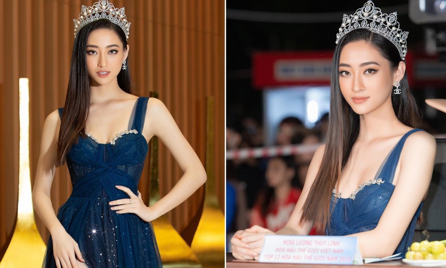 Lương Thuỳ Linh đeo vương miện 3 tỷ đồng, khoe chân dài 1m22 khi đi tìm người kế nhiệm