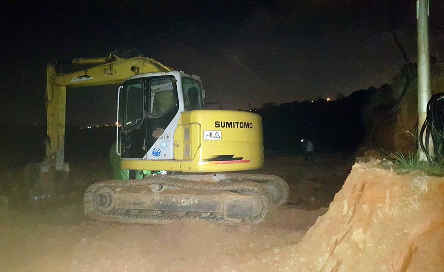 Hiện trường vụ san ủi đất lâm nghiệp trái phép