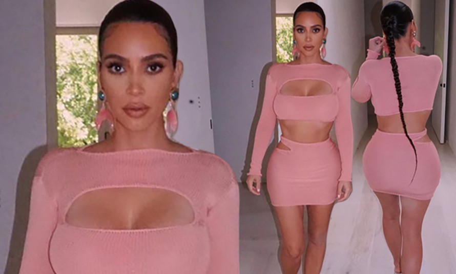 Kim Kardashian khoe ba vòng 'nảy lửa' với trang phục cắt xẻ gợi cảm