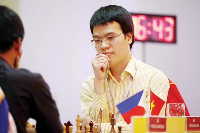 VĐV Lê Quang Liêm trong một giải cờ vua quốc tế. Ảnh: N.Minh.