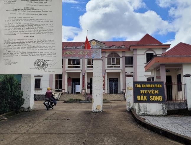 Trụ sở TAND huyện Đắk Song và quyết định số 10 của Chánh án TAND tỉnh Đắk Nông 