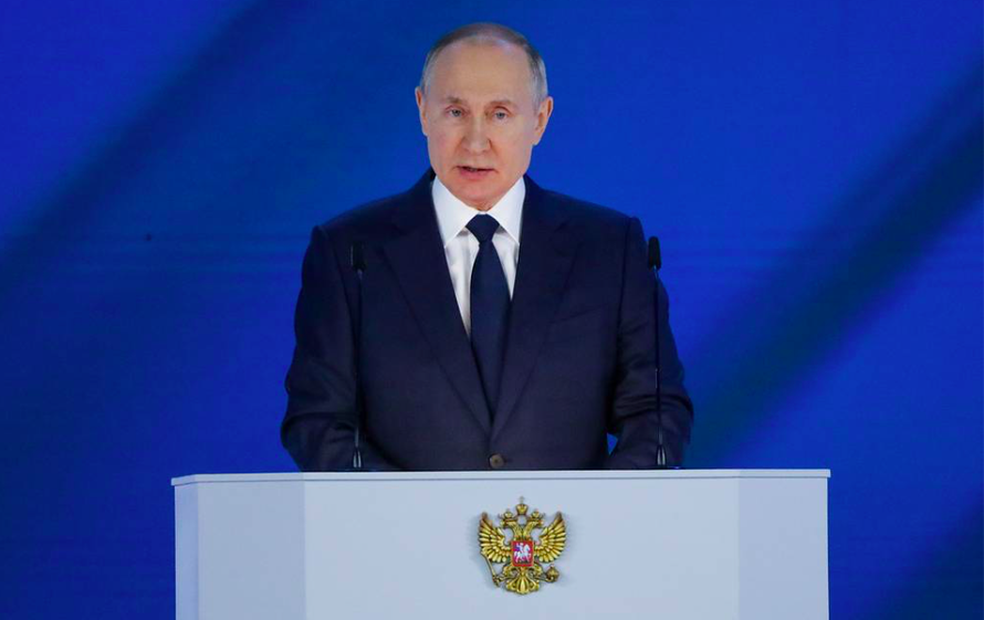 Tổng thống Nga đọc thông điệp liên bang ngày 21/4Ảnh: Tass 