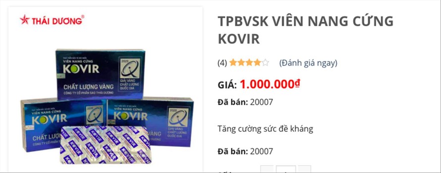 Trước thời điểm bị gỡ, hơn 20.000 sản phẩm KOVIR được bán qua website công ty