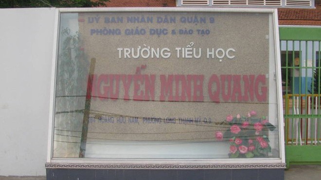 Trường tiểu học Nguyễn Minh Quang nơi cháu Dũng bị cánh cửa tủ sách đè tử vong. 