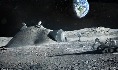 Mô phỏng cấu trúc nhà ở trên Mặt Trăng trong tương lai. Ảnh: Foster & Partners
