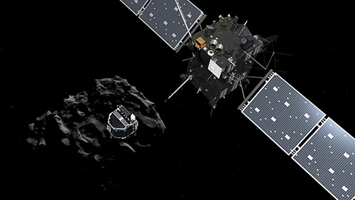 Robot Philae khi tách khỏi vệ tinh Rosetta vào ngày 12.11 - Ảnh: Reuters