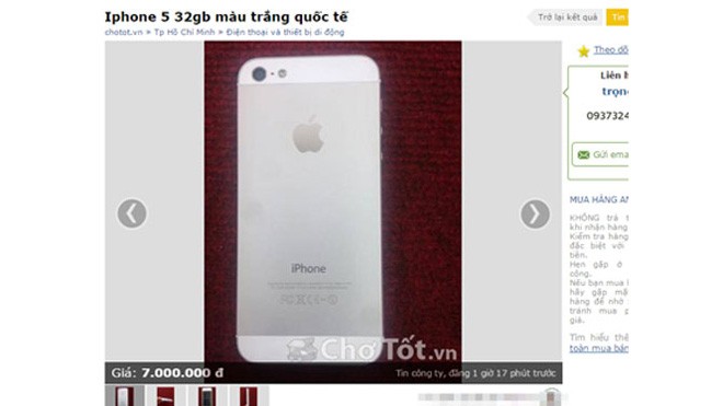 Một tin rao trên mạng bán iPhone 5S của nhóm lừa đảo để cướp - Ảnh: Đức Tiến 