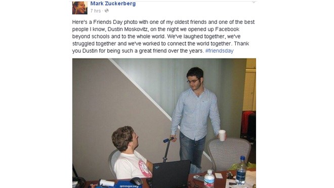 Zuckerberg cảm ơn người bạn thân Dustin