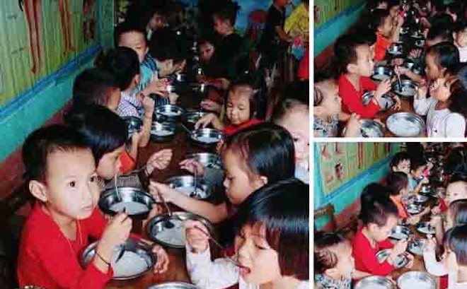 Hình ảnh học sinh ăn miến luộc được phụ huynh chia sẻ lên facebook gây xôn xao dư luận.