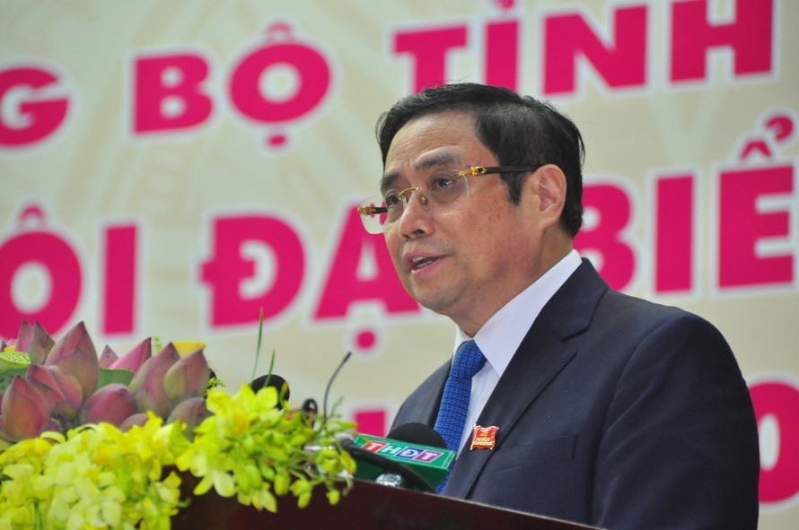 Ông Phạm Minh Chính, Ủy viên Bộ Chính trị, Bí thư Trung ương Đảng, Trưởng Ban Tổ chức Trung ương phát biểu 