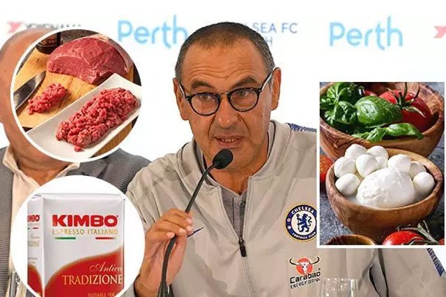 HLV Maurizio Sarri đã yêu cầu được cung cấp nhiều loại thức ăn được lấy từ Italia.