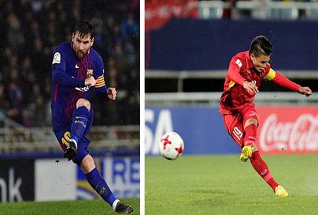 Quang Hải có kiểu sút phạt giống siêu sao Lionel Messi.