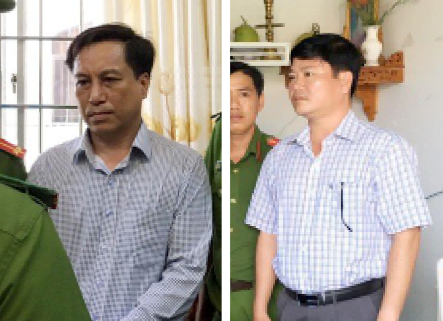 Bị can Diệp Văn Thạnh và Trần Trường Sơn thời điểm bị bắt.