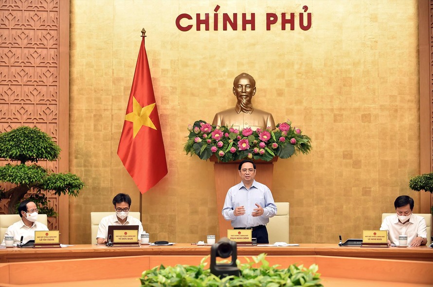 Thủ tướng Phạm Minh Chính phát biểu tại Hội nghị trực tuyến của Chính phủ với các địa phươngảnh: Nhật Minh 