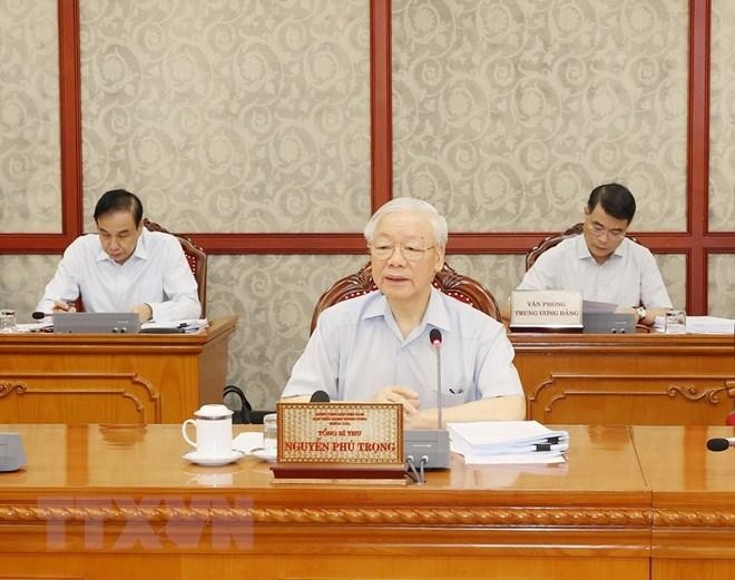 Tổng Bí thư Nguyễn Phú Trọng chủ trì cuộc họp của Bộ Chính trị ngày 10/9ảnh: TTXVN 