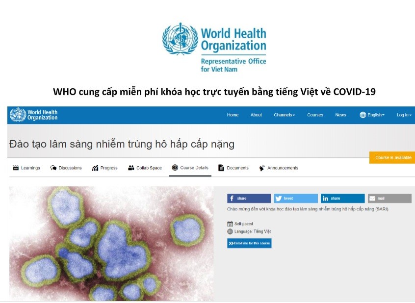 Mọi người dân Việt Nam có thể tham gia khóa học trực tuyến miễn phí về Covid-19 do Tổ chức y tế thế giới tổ chức.
