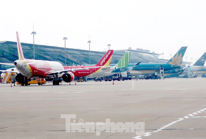Tàu bay Vietnam Airlines, Vietjet Air nằm tại cảng do cắt giảm đường bay.