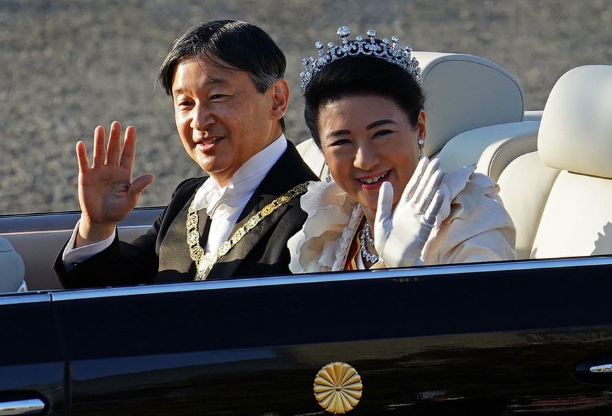 Hoàng đế Nhật Bản Naruhito và Hoàng hậu Masako. Ảnh: AP