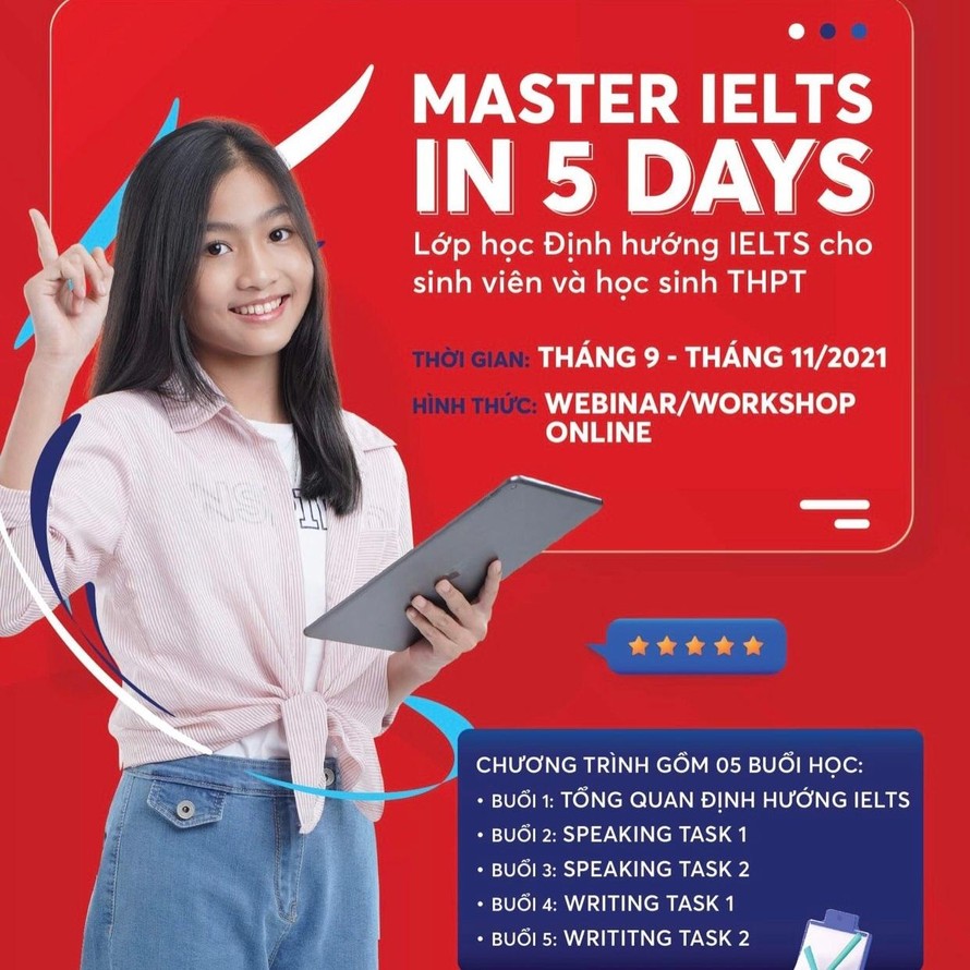 Chương trình “Master IELTS in 5 days” dành cho 10.000 học viên trên toàn quốc.