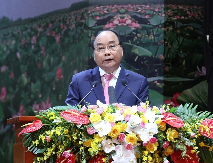Thủ tướng Nguyễn Xuân Phúc phát biểu tại Đại hội (ảnh Như Ý)