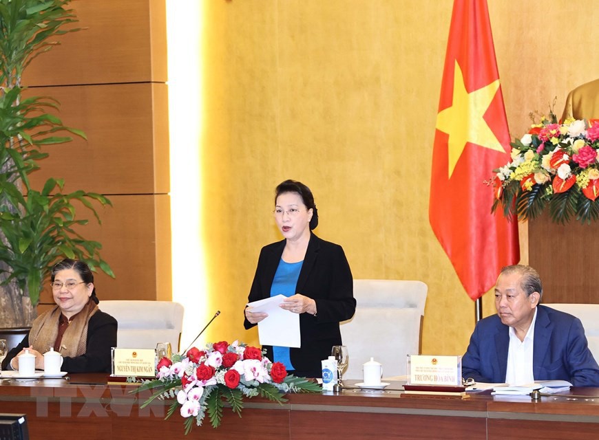 Chủ tịch Quốc hội, Chủ tịch Hội đồng Bầu cử quốc gia Nguyễn Thị Kim Ngân chủ trì Phiên họp thứ tư. Ảnh TTXVN