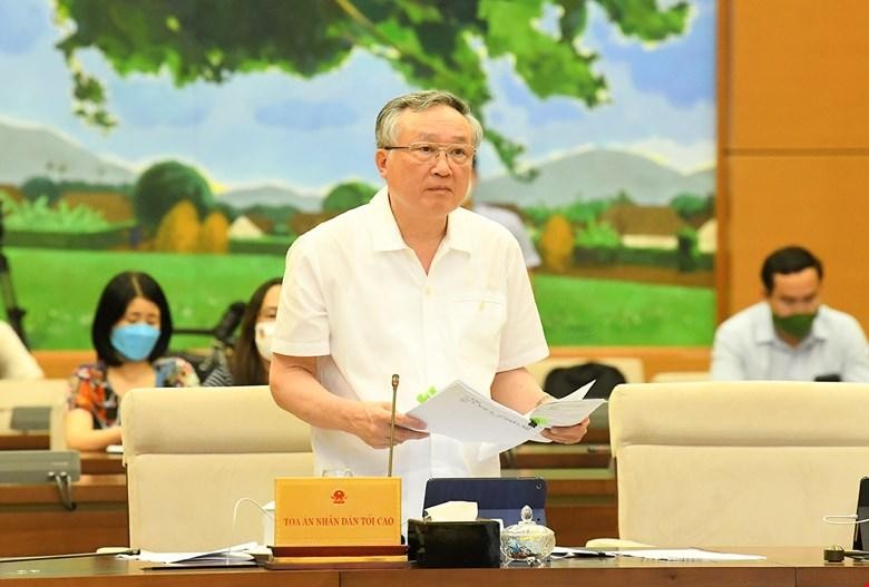 Chánh án TAND tối cao Nguyễn Hòa Bình tại phiên họp 