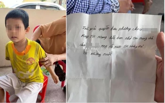 Bé trai bị người bố bỏ lại ở TAND tỉnh Bắc Giang