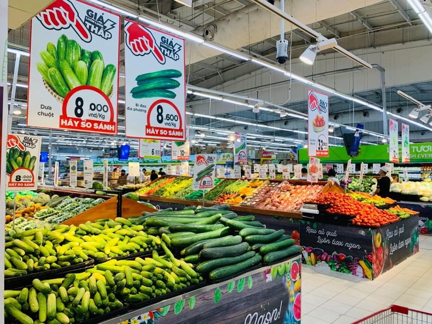 Siêu thị Big C Thăng Long (Hà Nội) đảo bảo hàng hoá dồi dào mùa dịch.