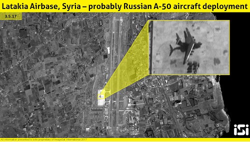 Hình ảnh vệ tinh cho thấy chiếc A-50U của Nga tại Syria. Ảnh: Defense News.