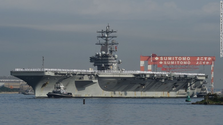 Tàu sân bay USS CRonald Reagan. Ảnh: AFP